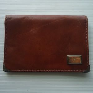 Vintage Unisex  Leather Wallet w/ Metal Ornate Corners & H Monogram Size-4x6 in